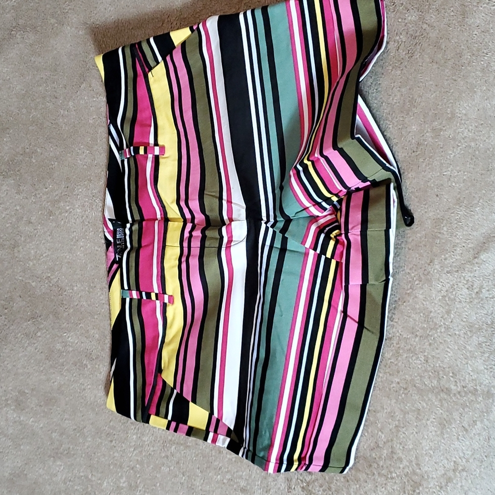 multi color stripped shorts